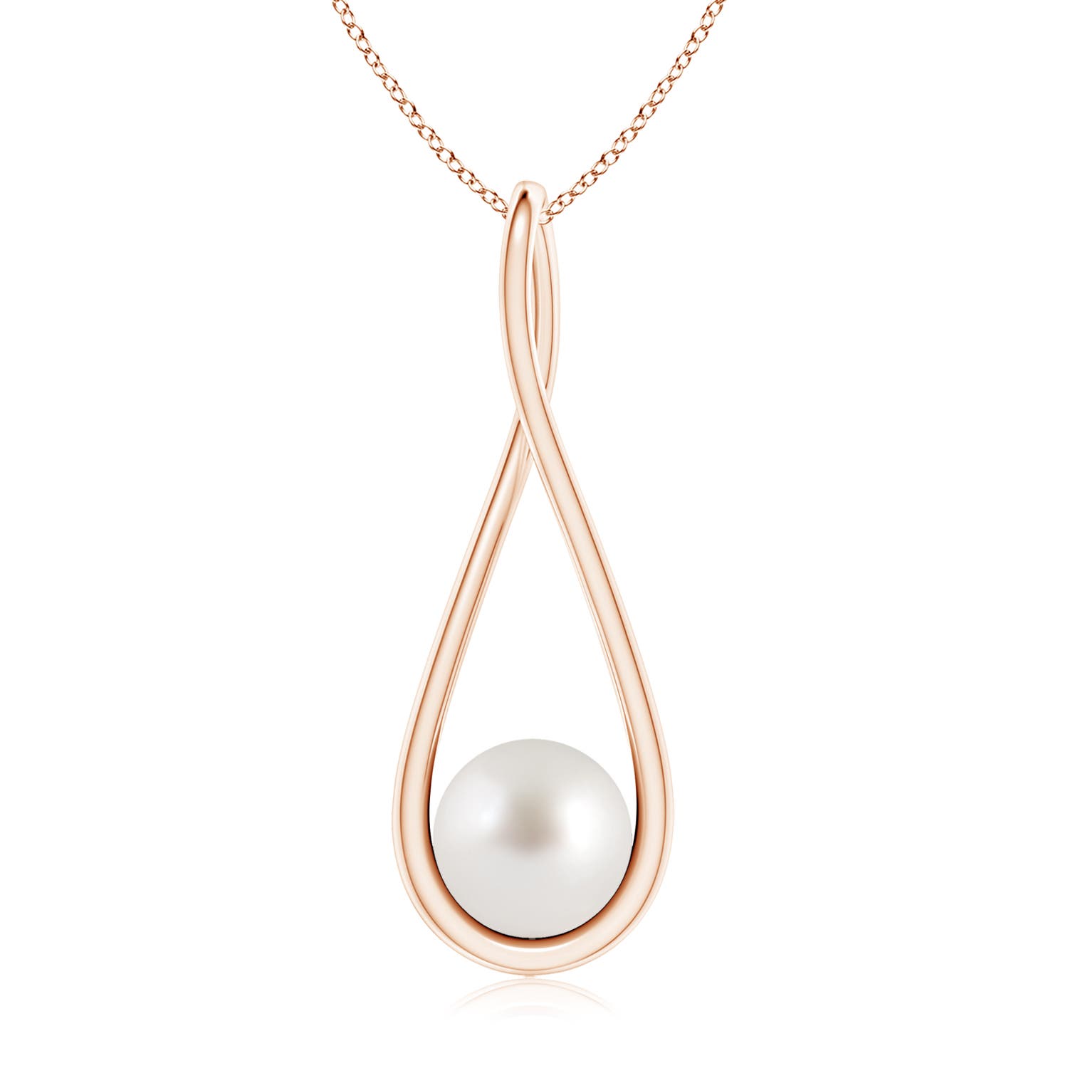 8mm AAA Solitaire South Sea Pearl Cradle Pendant in Rose Gold