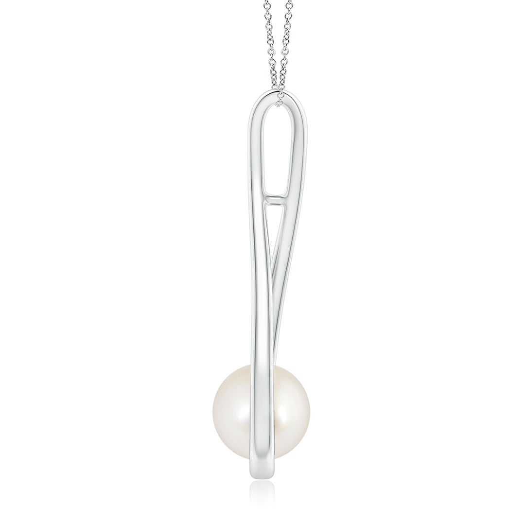 8mm AAAA Solitaire South Sea Pearl Cradle Pendant in P950 Platinum - side 1