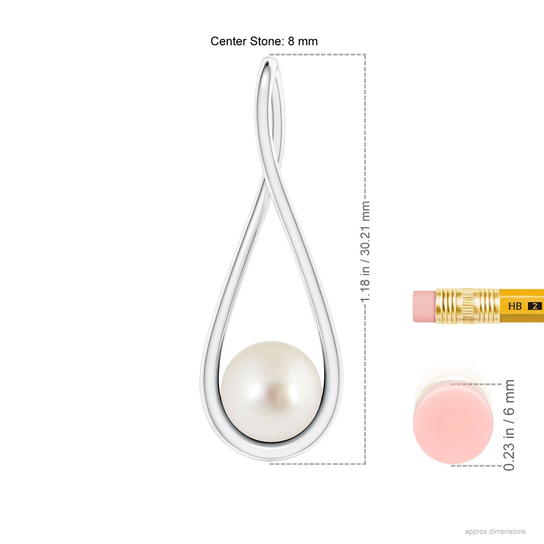 8mm AAAA Solitaire South Sea Pearl Cradle Pendant in P950 Platinum - ruler