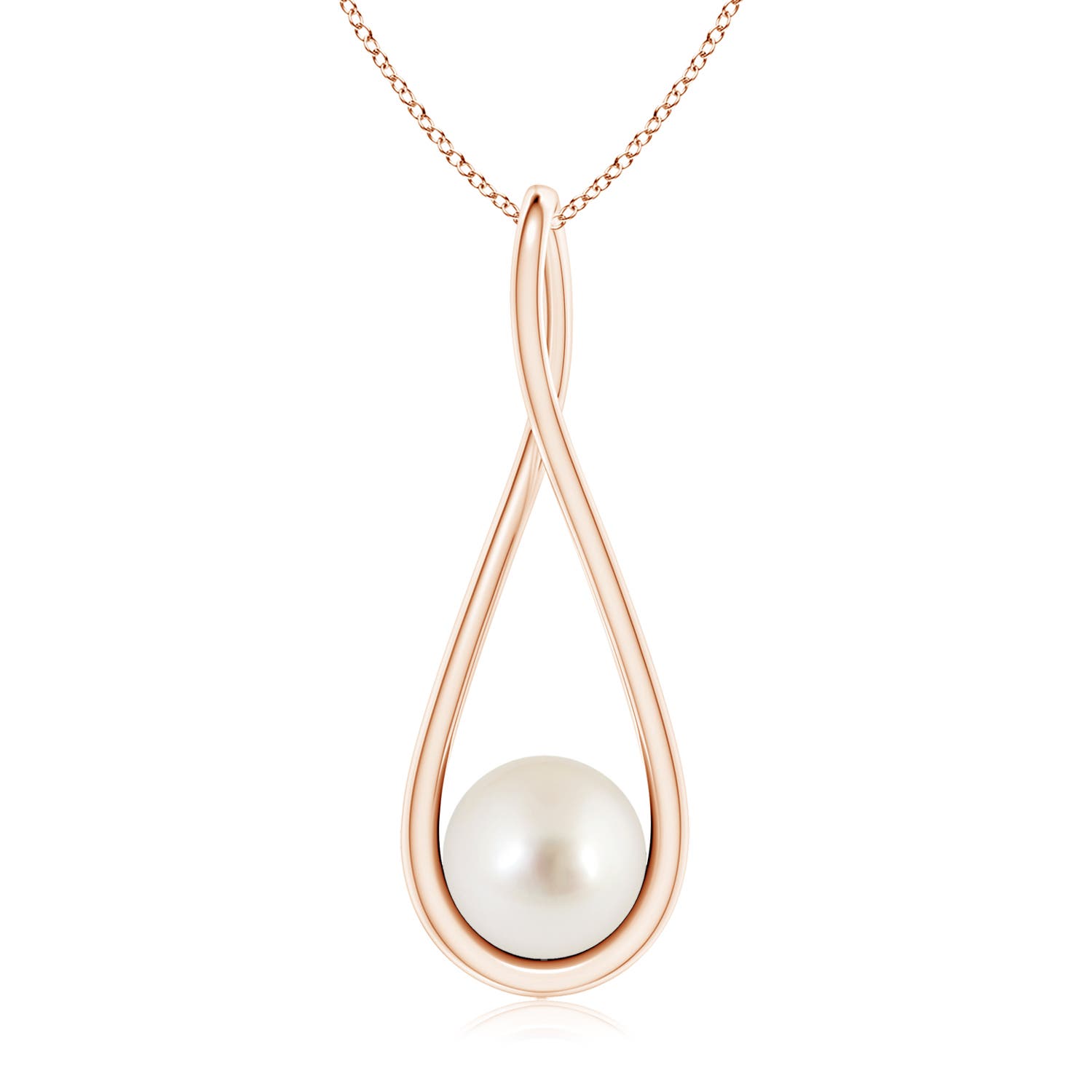 8mm AAAA Solitaire South Sea Pearl Cradle Pendant in Rose Gold