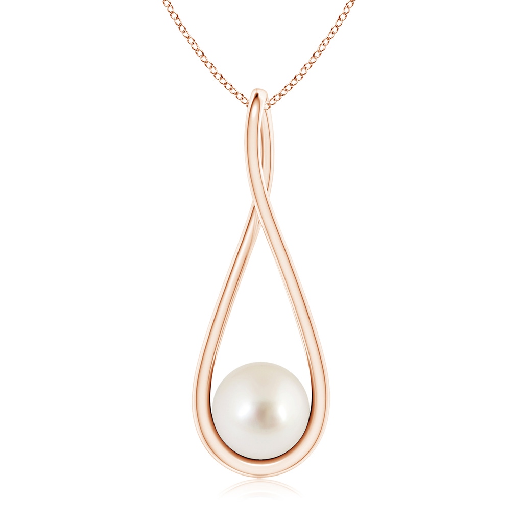 8mm AAAA Solitaire South Sea Pearl Cradle Pendant in Rose Gold