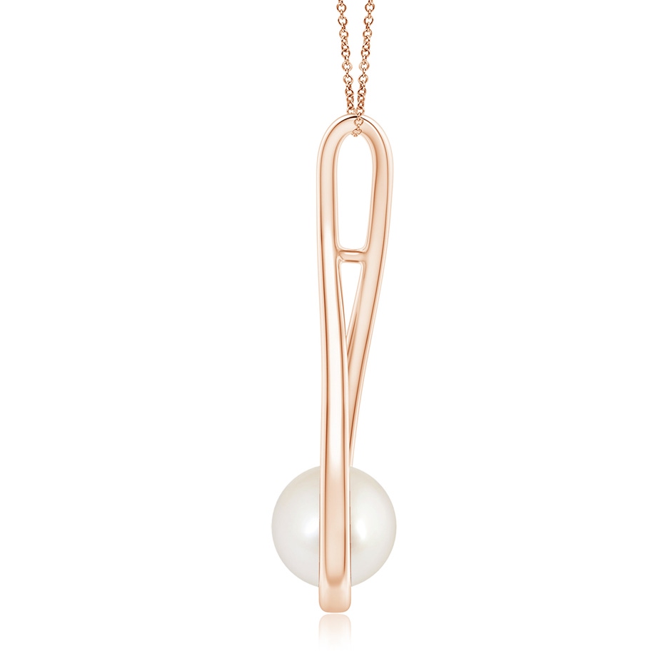 8mm AAAA Solitaire South Sea Pearl Cradle Pendant in Rose Gold side 1
