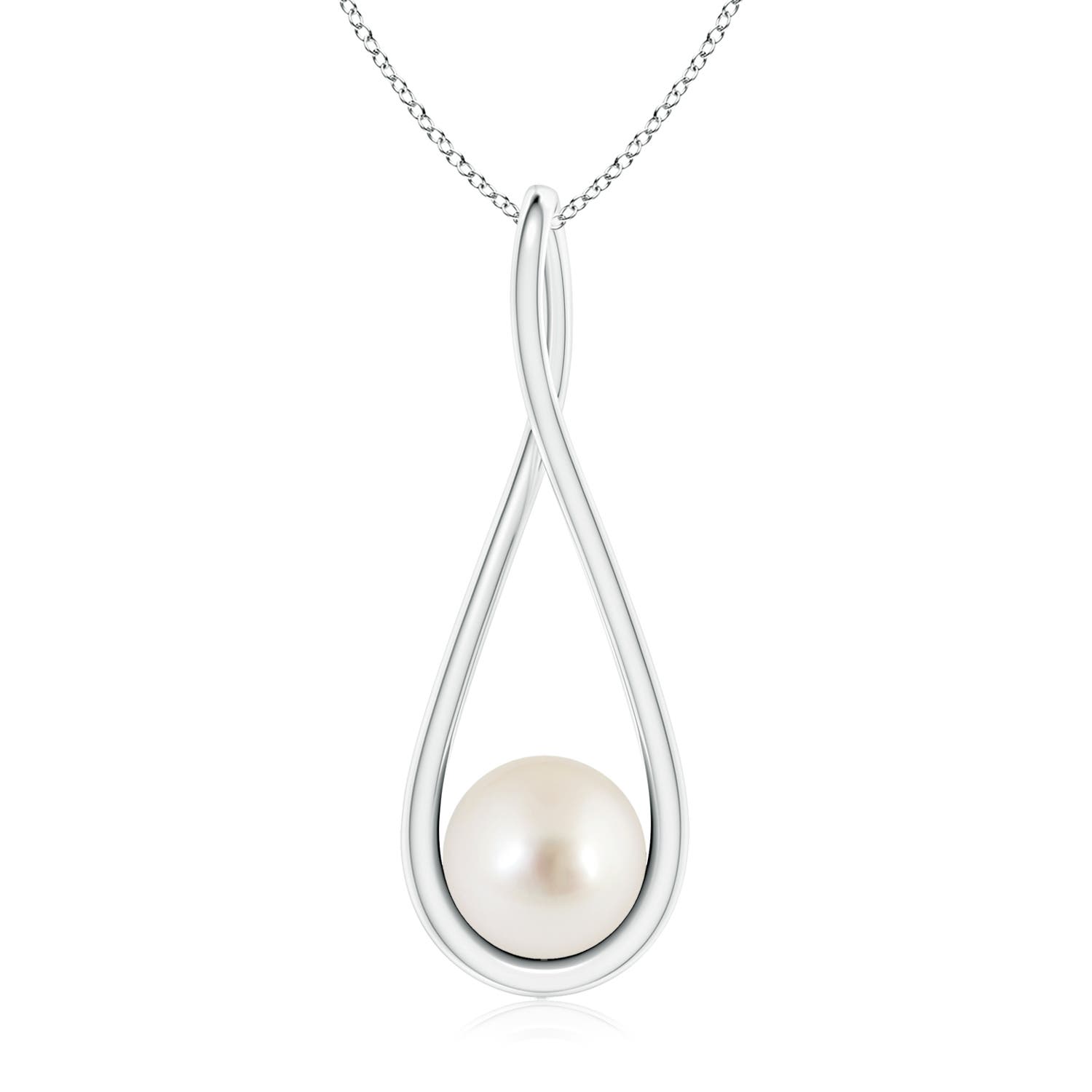 8mm AAAA Solitaire South Sea Pearl Cradle Pendant in White Gold