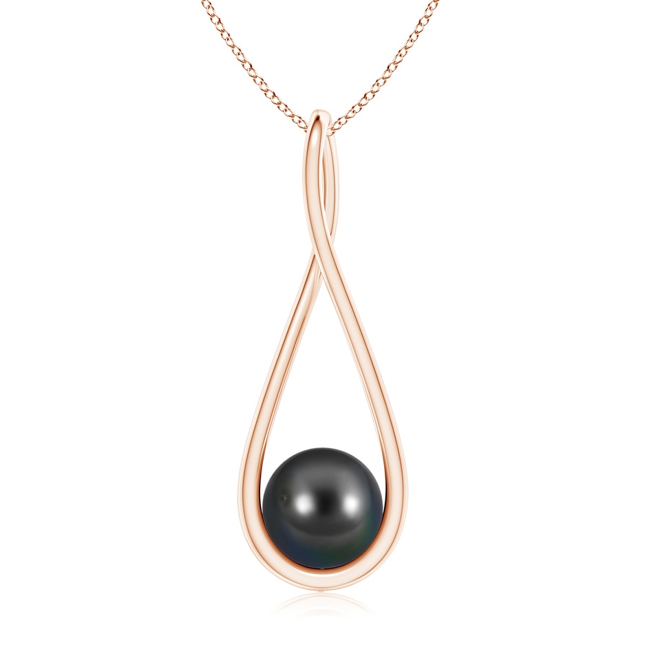 8mm AA Solitaire Tahitian Pearl Cradle Pendant in Rose Gold 