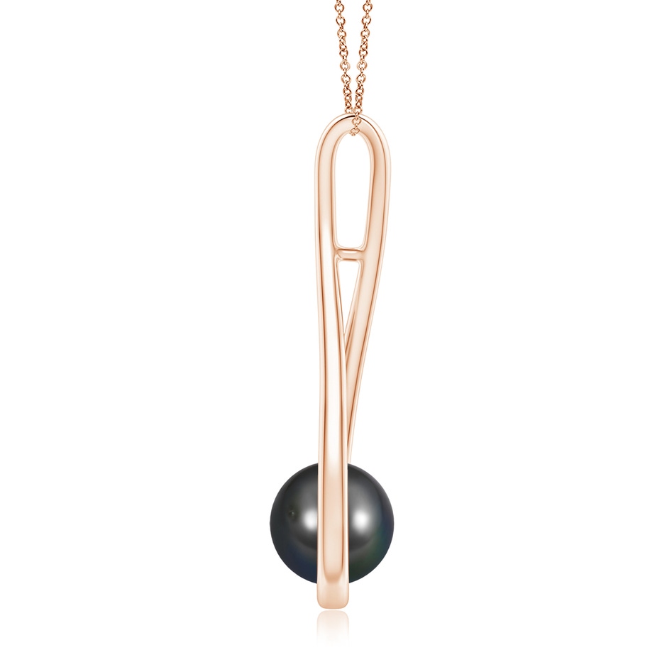 8mm AA Solitaire Tahitian Pearl Cradle Pendant in Rose Gold side 1