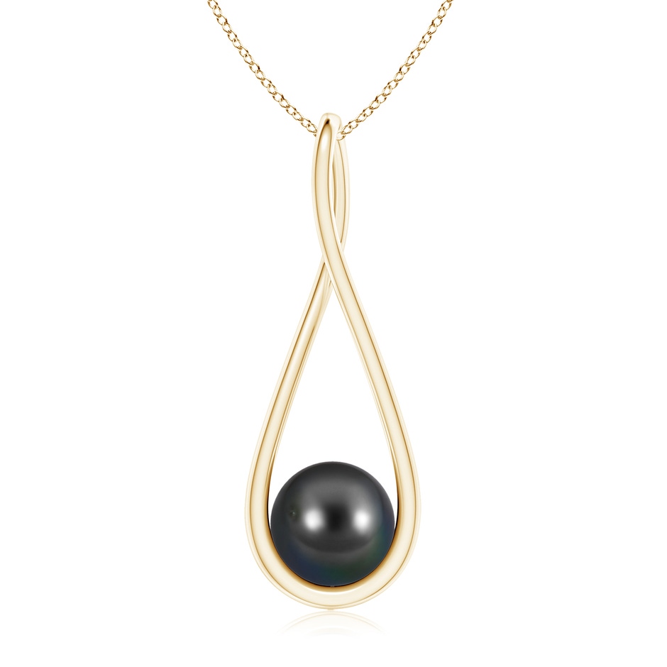 8mm AA Solitaire Tahitian Pearl Cradle Pendant in Yellow Gold 