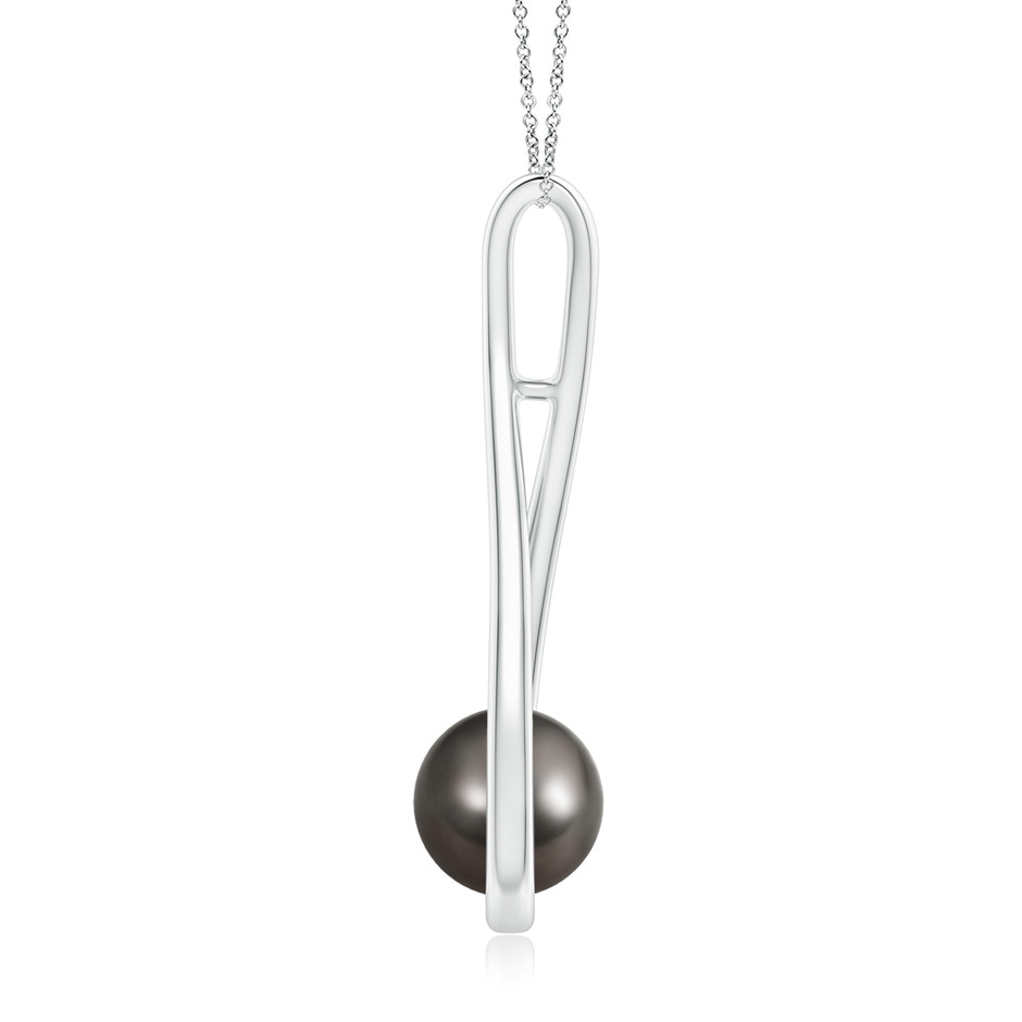 8mm AAA Solitaire Tahitian Pearl Cradle Pendant in P950 Platinum side 1