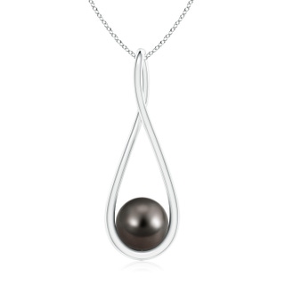 8mm AAA Solitaire Tahitian Pearl Cradle Pendant in White Gold