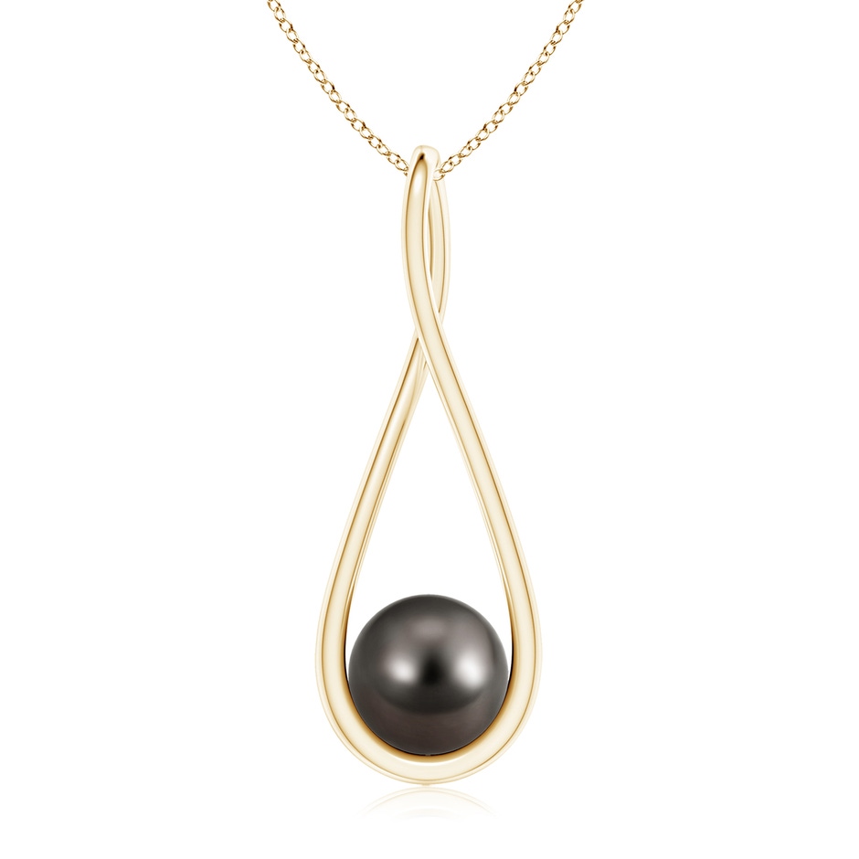 8mm AAA Solitaire Tahitian Pearl Cradle Pendant in Yellow Gold 