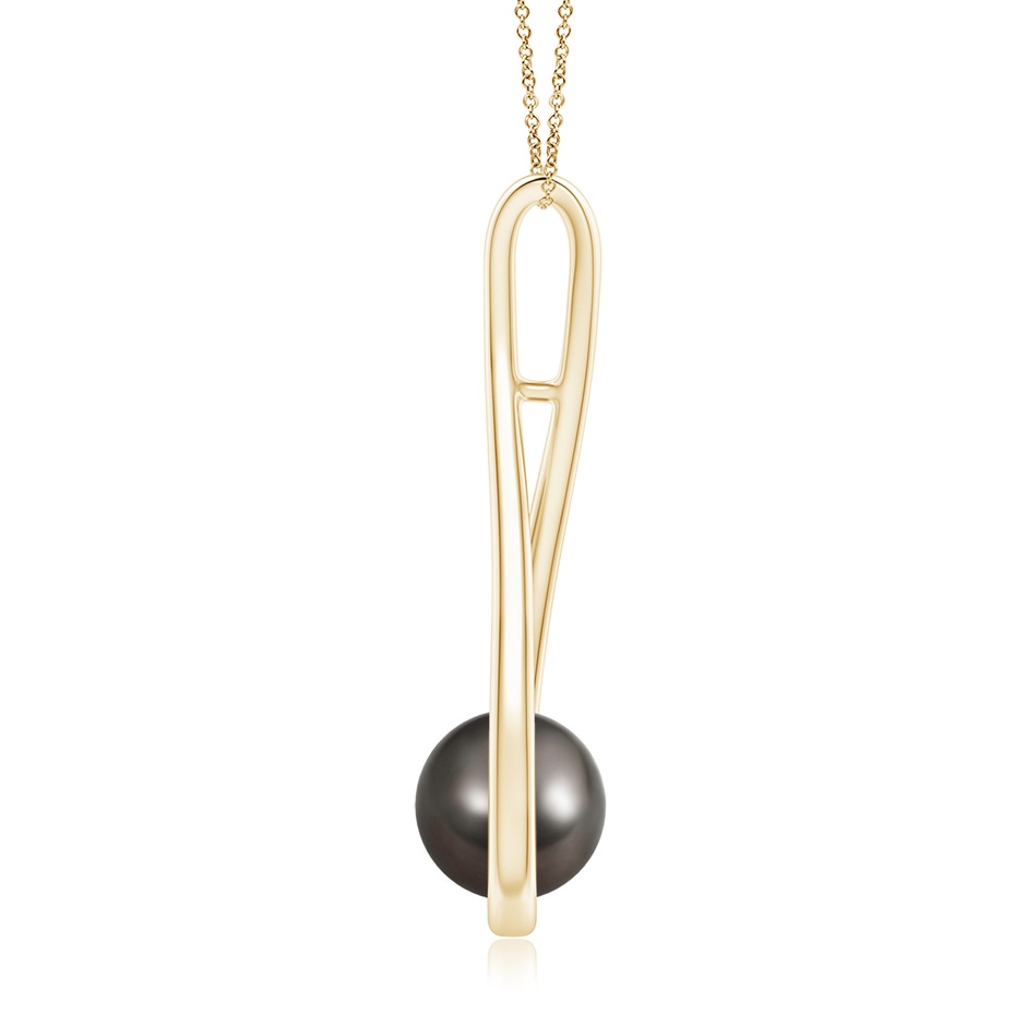 8mm AAA Solitaire Tahitian Pearl Cradle Pendant in Yellow Gold side 1