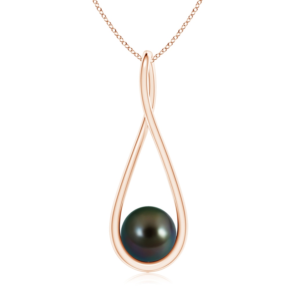 8mm AAAA Solitaire Tahitian Pearl Cradle Pendant in Rose Gold