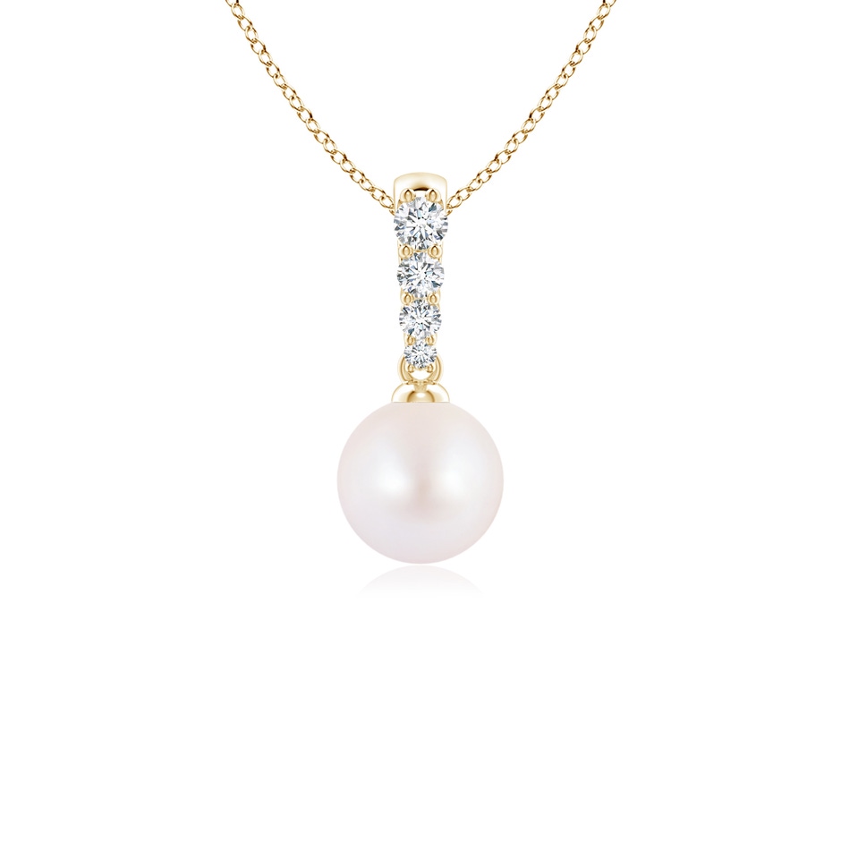 6mm AA Japanese Akoya Pearl Pendant with Diamonds in Yellow Gold 
