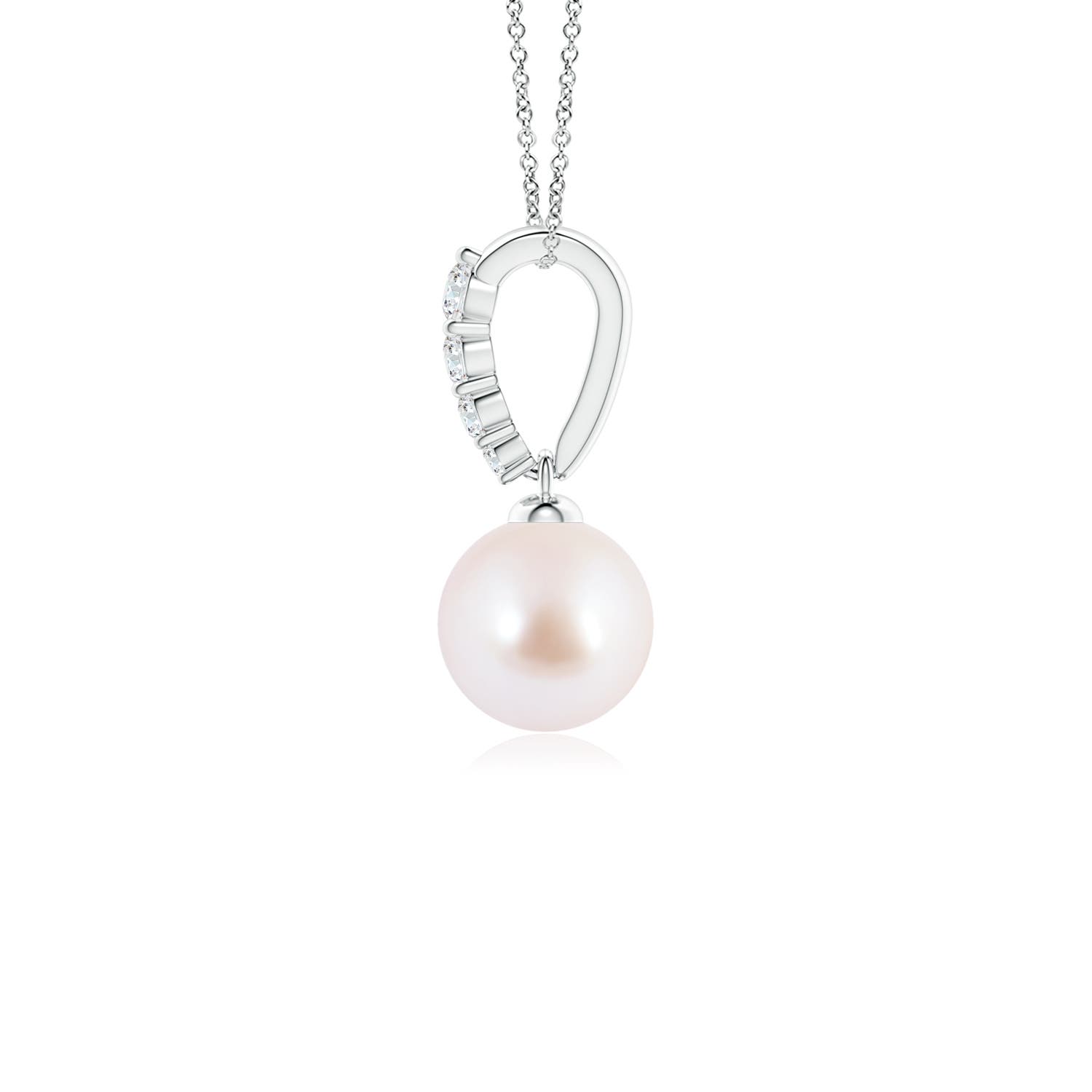6mm AAA Japanese Akoya Pearl Pendant with Diamonds in White Gold