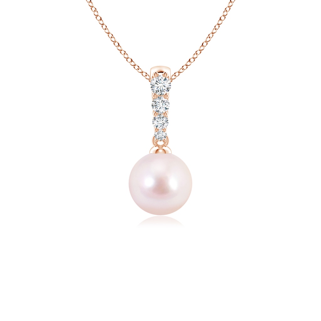 6mm AAAA Japanese Akoya Pearl Pendant with Diamonds in Rose Gold