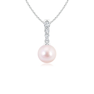 6mm AAAA Japanese Akoya Pearl Pendant with Diamonds in White Gold