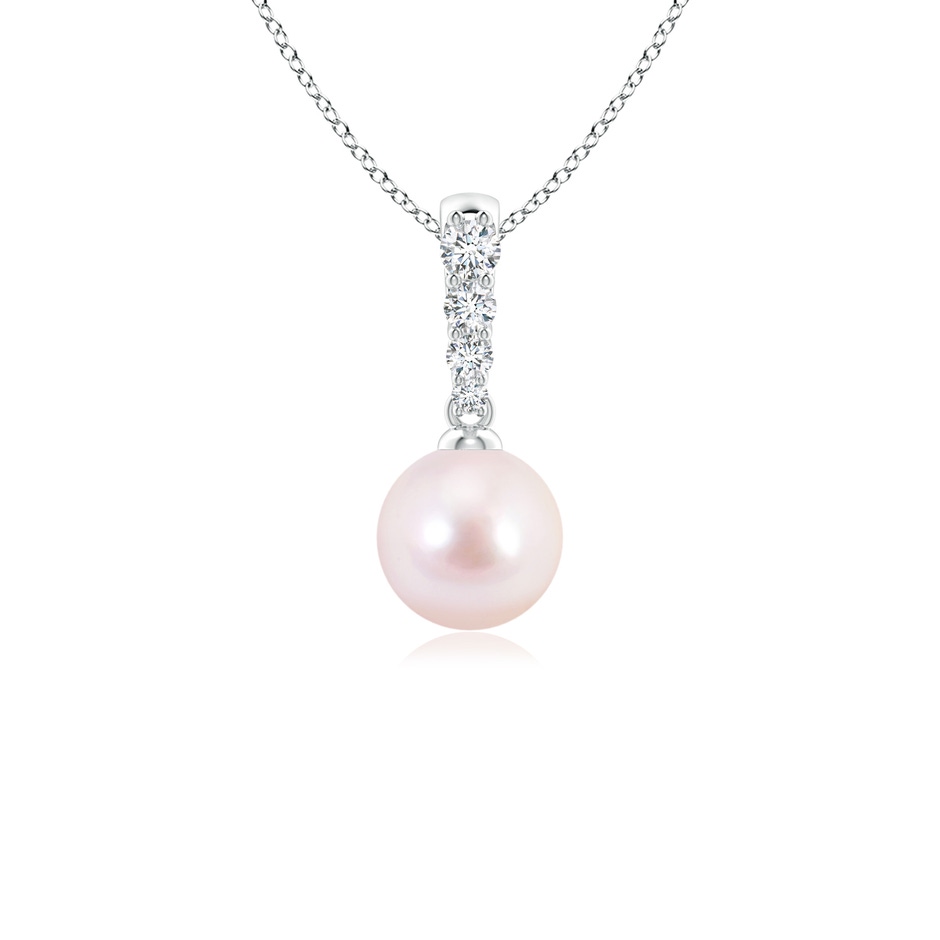 6mm AAAA Japanese Akoya Pearl Pendant with Diamonds in White Gold 