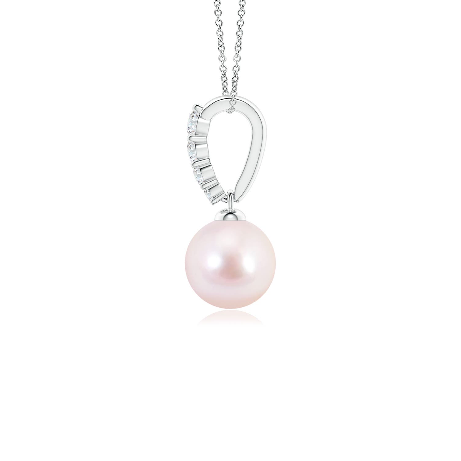 6mm AAAA Japanese Akoya Pearl Pendant with Diamonds in White Gold