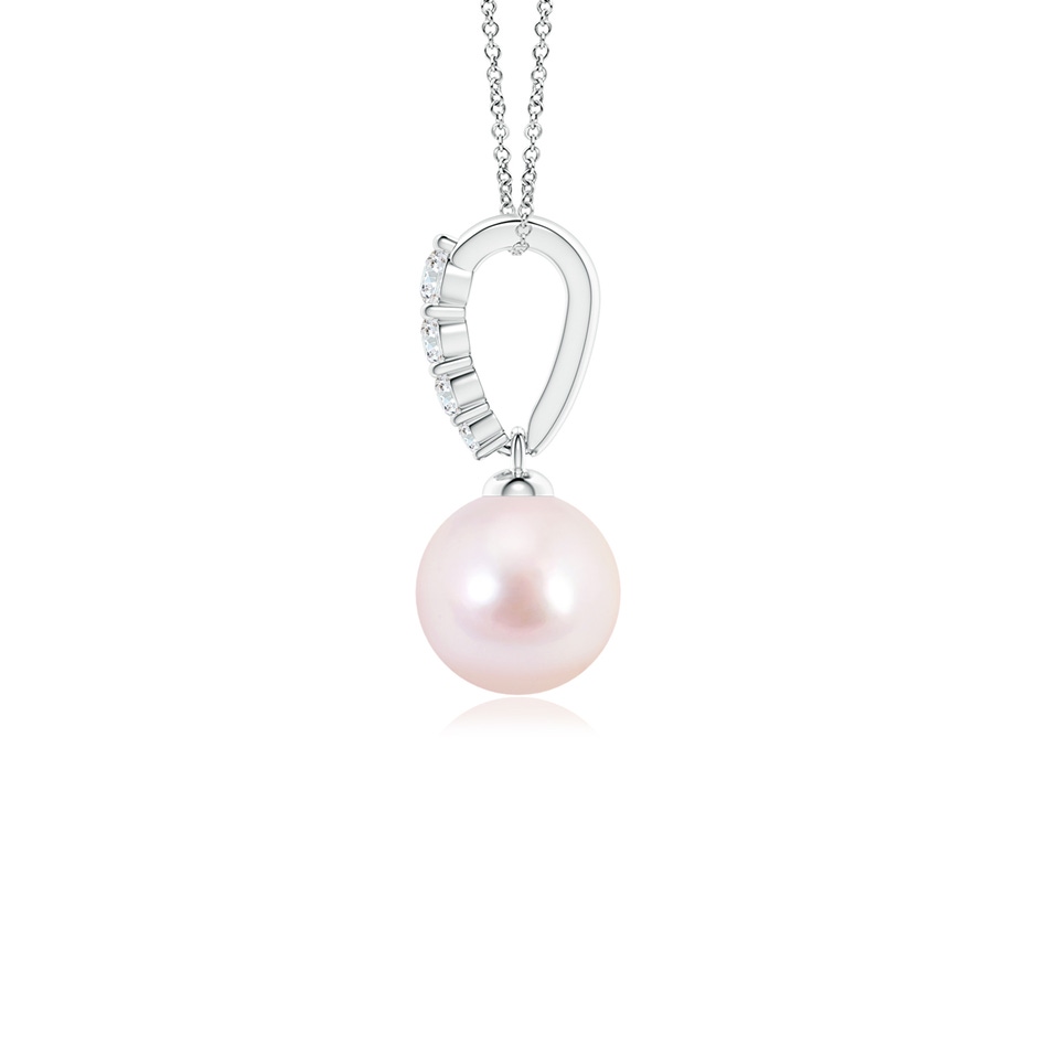 6mm AAAA Japanese Akoya Pearl Pendant with Diamonds in White Gold side 1