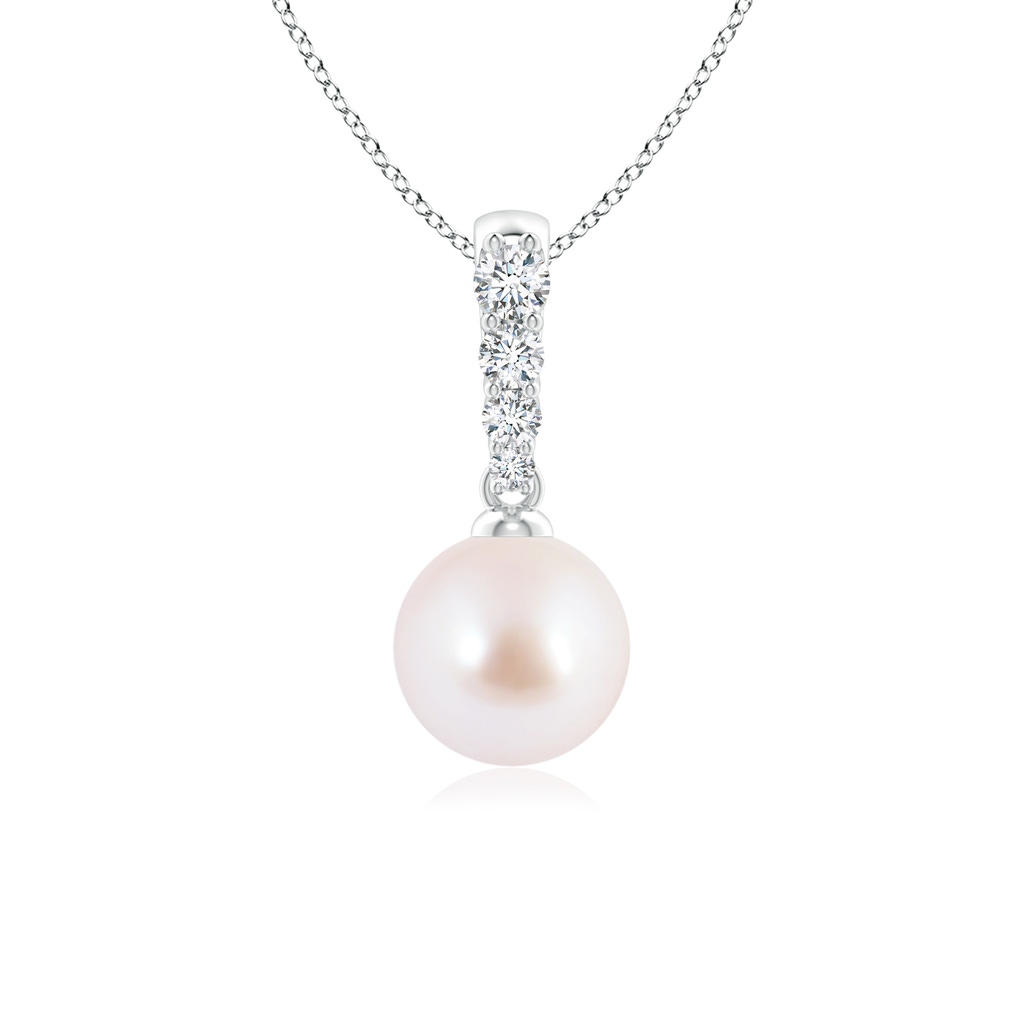 7mm AAA Japanese Akoya Pearl Pendant with Diamonds in P950 Platinum