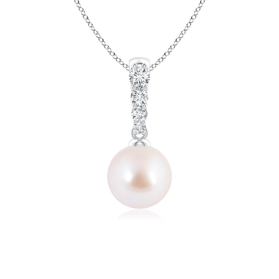 7mm AAA Japanese Akoya Pearl Pendant with Diamonds in P950 Platinum 