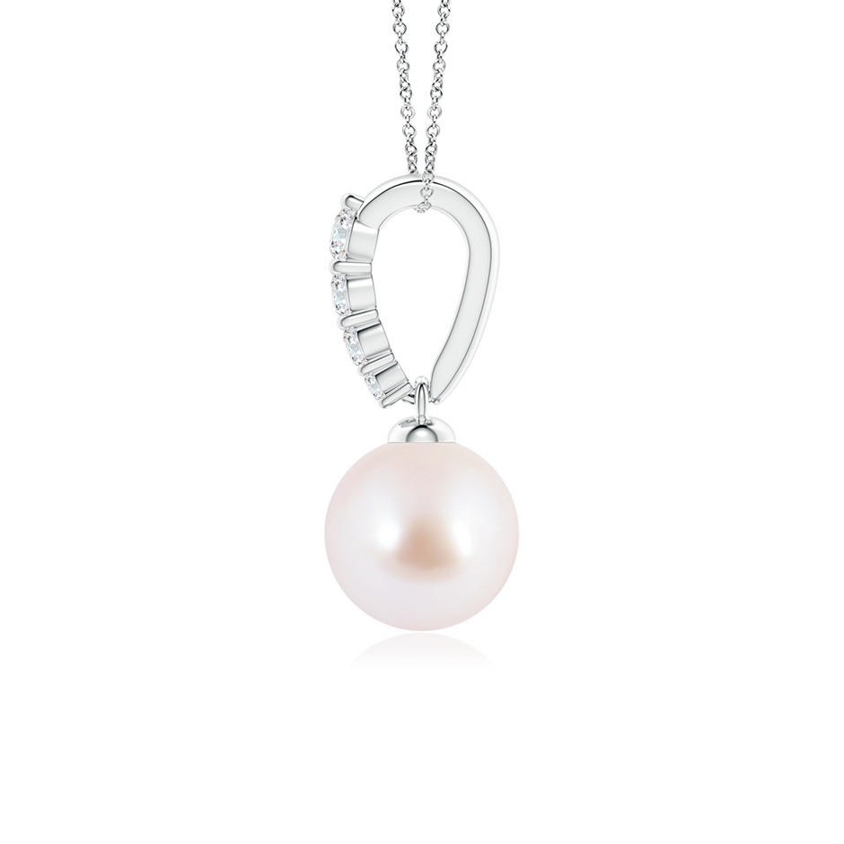 7mm AAA Japanese Akoya Pearl Pendant with Diamonds in P950 Platinum side 1