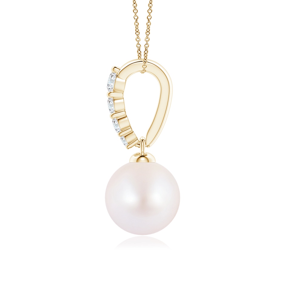 8mm AA Japanese Akoya Pearl Pendant with Diamonds in Yellow Gold side 1