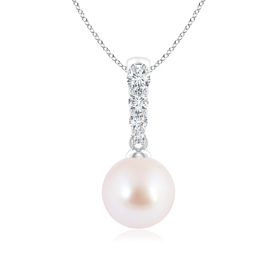 8mm AAA Japanese Akoya Pearl Pendant with Diamonds in White Gold 