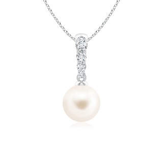 7mm AAA Freshwater Pearl Pendant with Diamonds in White Gold