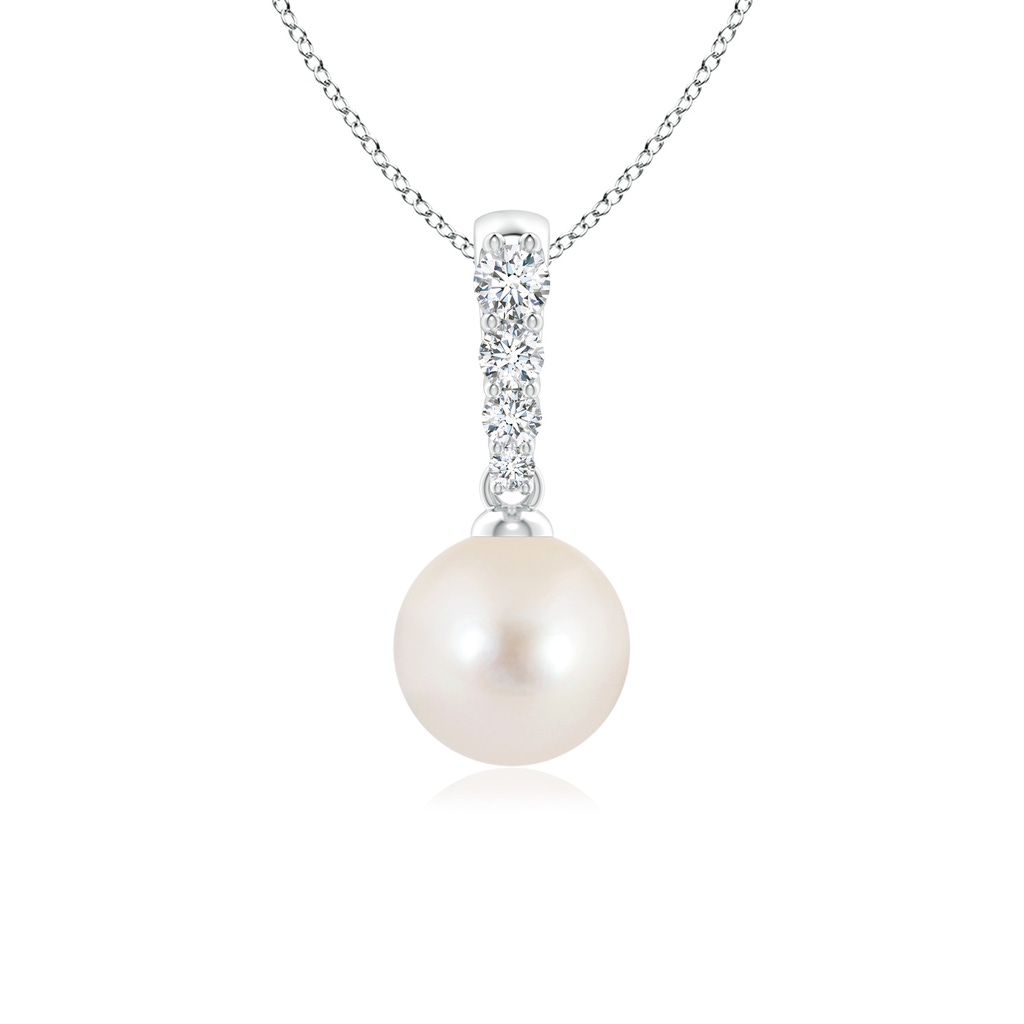 7mm AAAA Freshwater Pearl Pendant with Diamonds in P950 Platinum