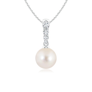 7mm AAAA Freshwater Pearl Pendant with Diamonds in P950 Platinum