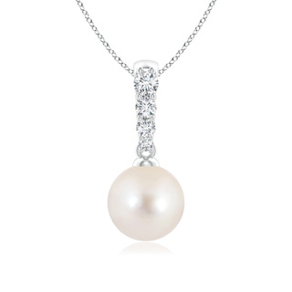 8mm AAAA Freshwater Pearl Pendant with Diamonds in P950 Platinum