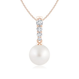 8mm AA South Sea Pearl Pendant with Diamonds in Rose Gold