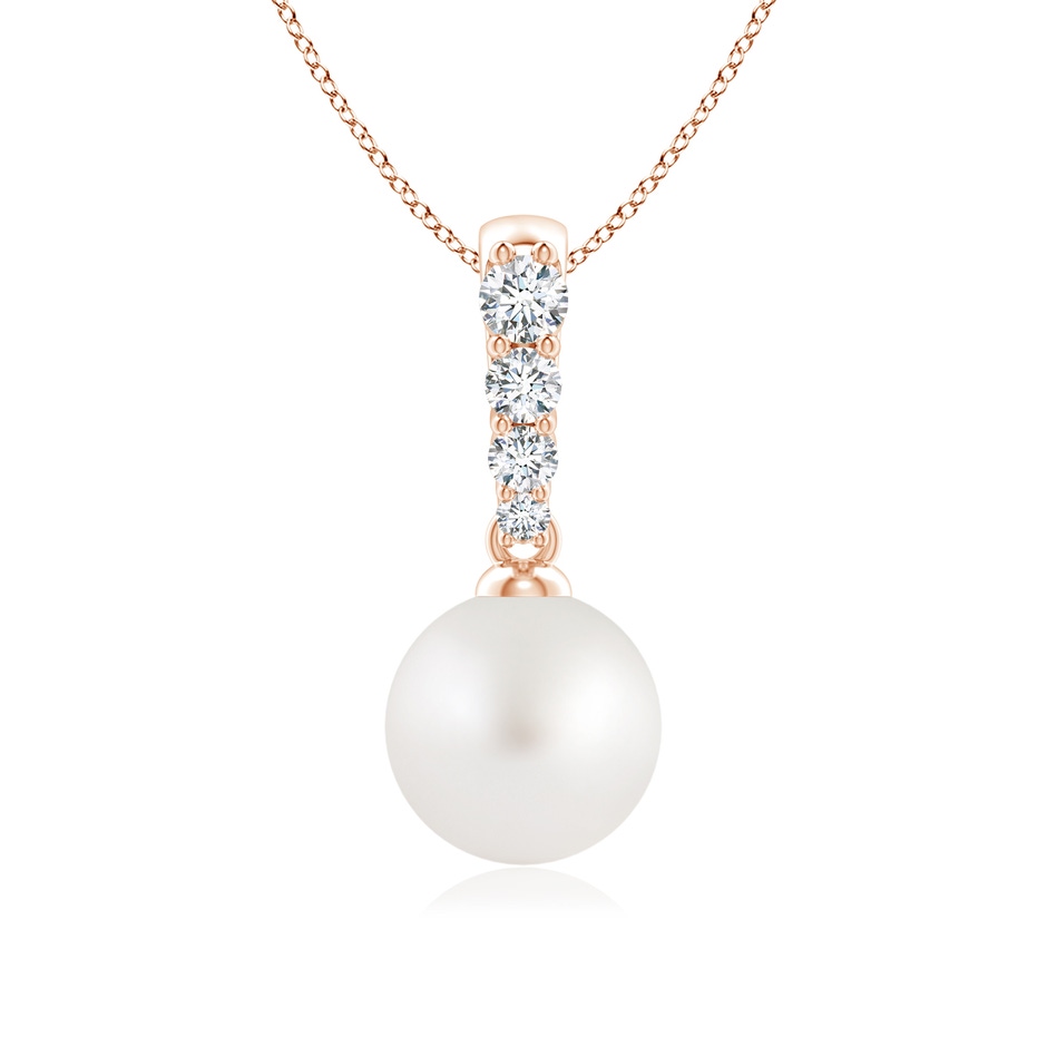 8mm AA South Sea Pearl Pendant with Diamonds in Rose Gold 