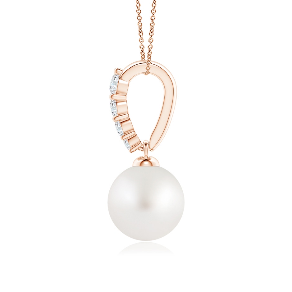 8mm AA South Sea Pearl Pendant with Diamonds in Rose Gold side 1