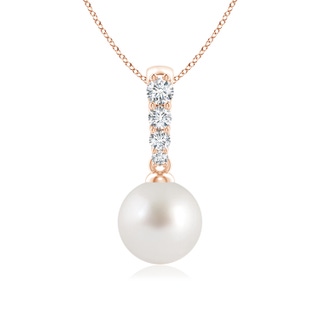 8mm AAA South Sea Pearl Pendant with Diamonds in Rose Gold