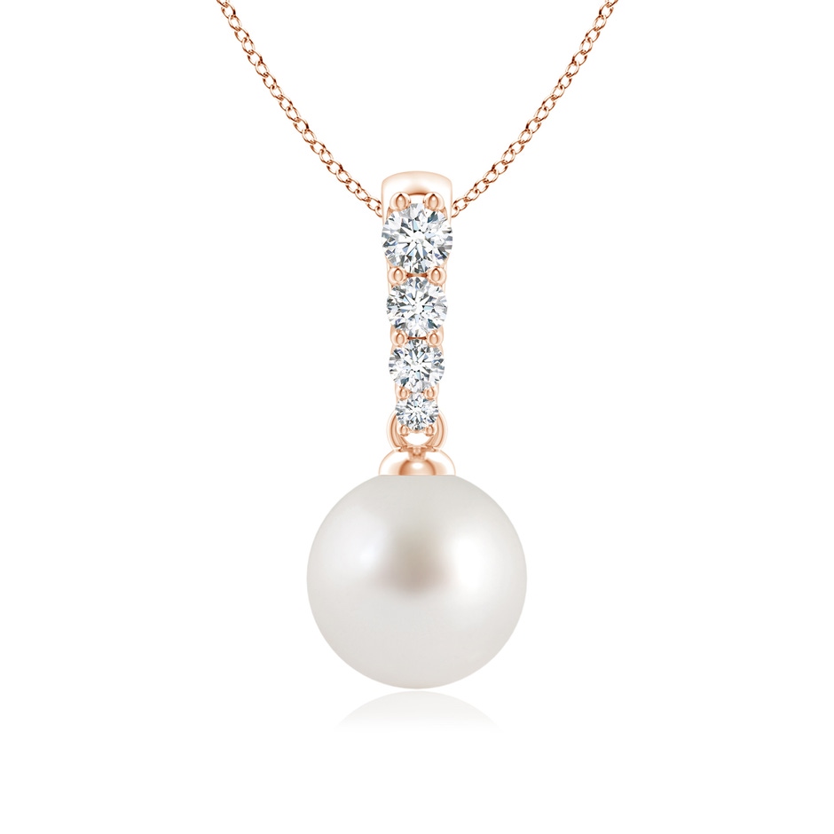 8mm AAA South Sea Pearl Pendant with Diamonds in Rose Gold 