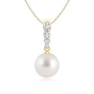 8mm AAA South Sea Pearl Pendant with Diamonds in Yellow Gold