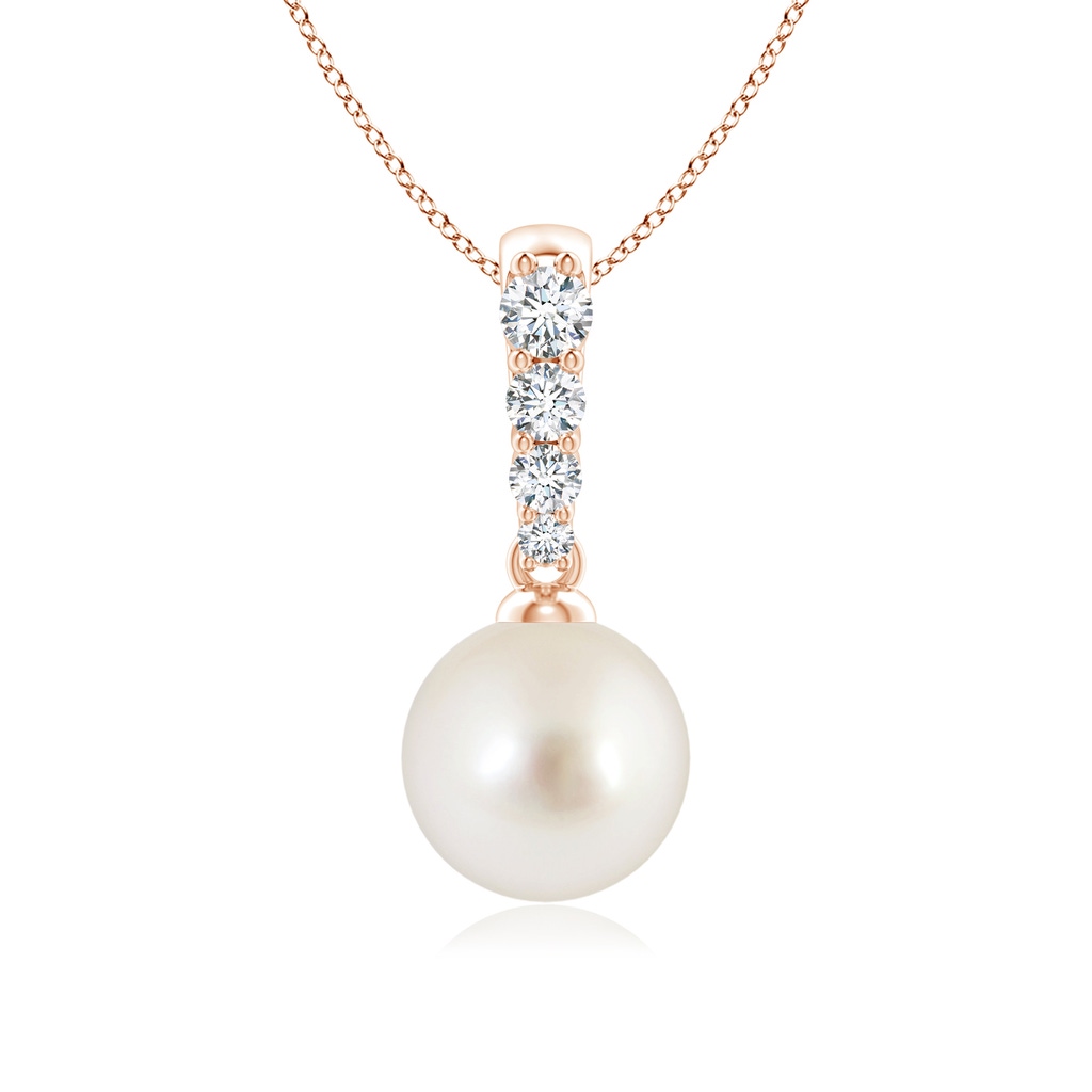 8mm AAAA South Sea Pearl Pendant with Diamonds in Rose Gold 