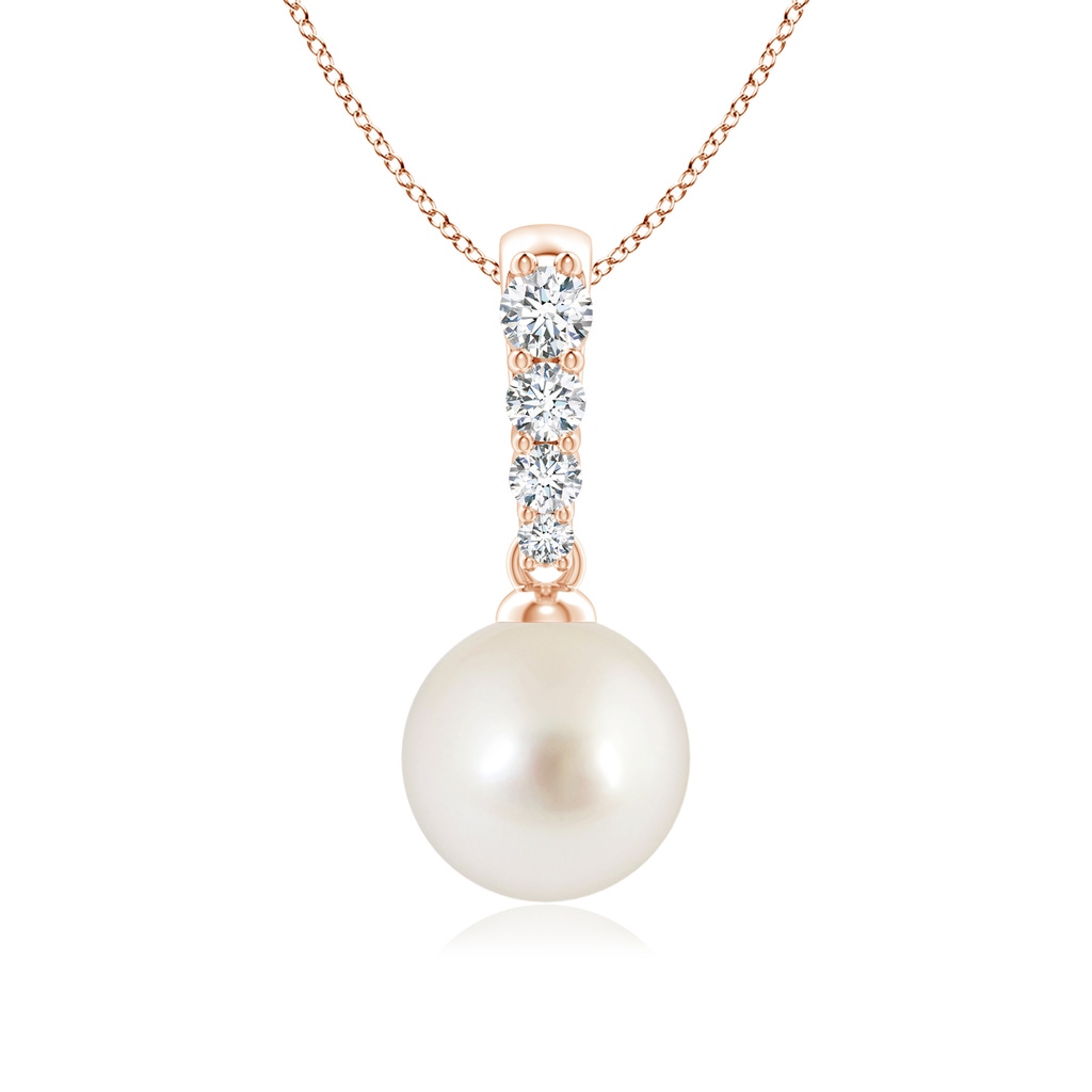 8mm AAAA South Sea Pearl Pendant with Diamonds in Rose Gold