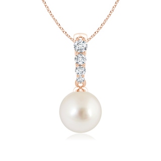 8mm AAAA South Sea Pearl Pendant with Diamonds in Rose Gold