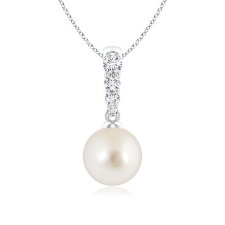 8mm AAAA South Sea Pearl Pendant with Diamonds in White Gold