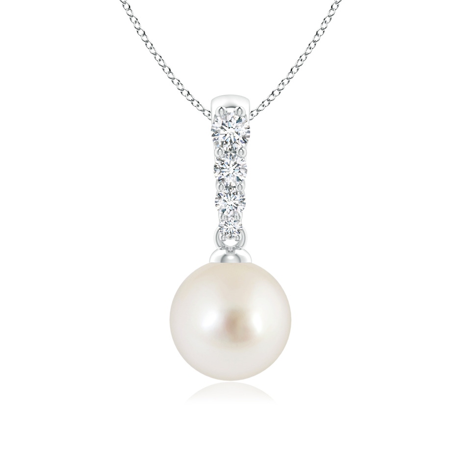 8mm AAAA South Sea Pearl Pendant with Diamonds in White Gold 