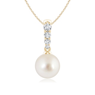 8mm AAAA South Sea Pearl Pendant with Diamonds in Yellow Gold