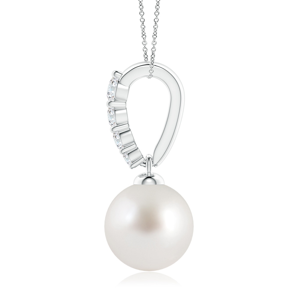 9mm AAA South Sea Pearl Pendant with Diamonds in White Gold Side 1
