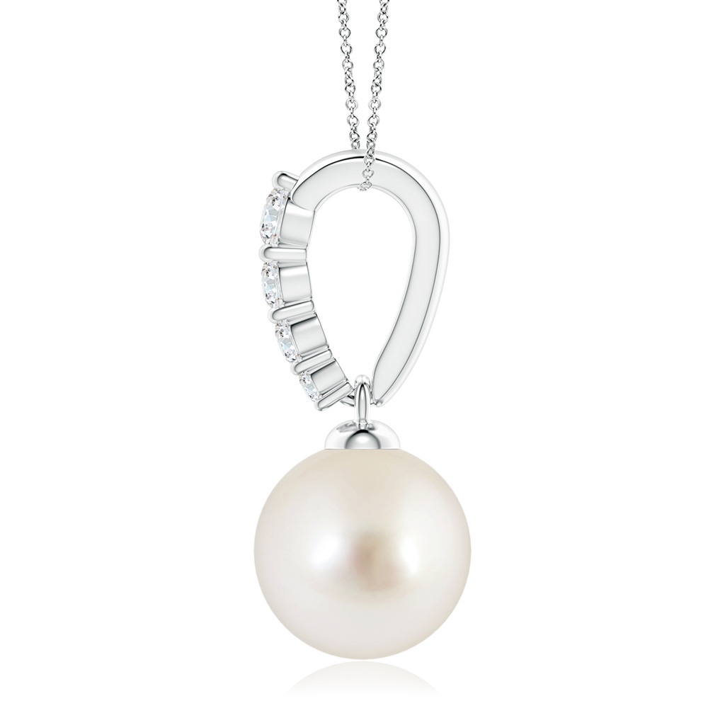9mm AAAA South Sea Pearl Pendant with Diamonds in White Gold Side 1
