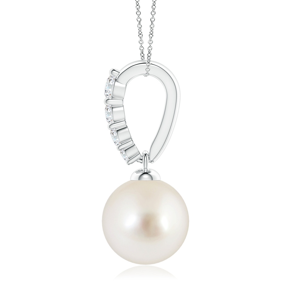 9mm AAAA South Sea Pearl Pendant with Diamonds in White Gold side 1