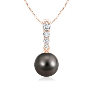 8mm AAA Tahitian Pearl Solitaire Pendant with Diamonds in Rose Gold