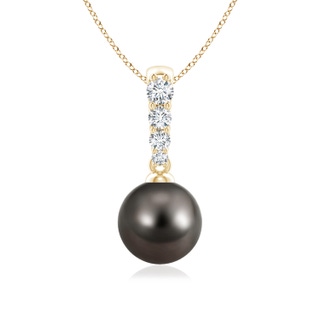 8mm AAA Tahitian Pearl Solitaire Pendant with Diamonds in Yellow Gold