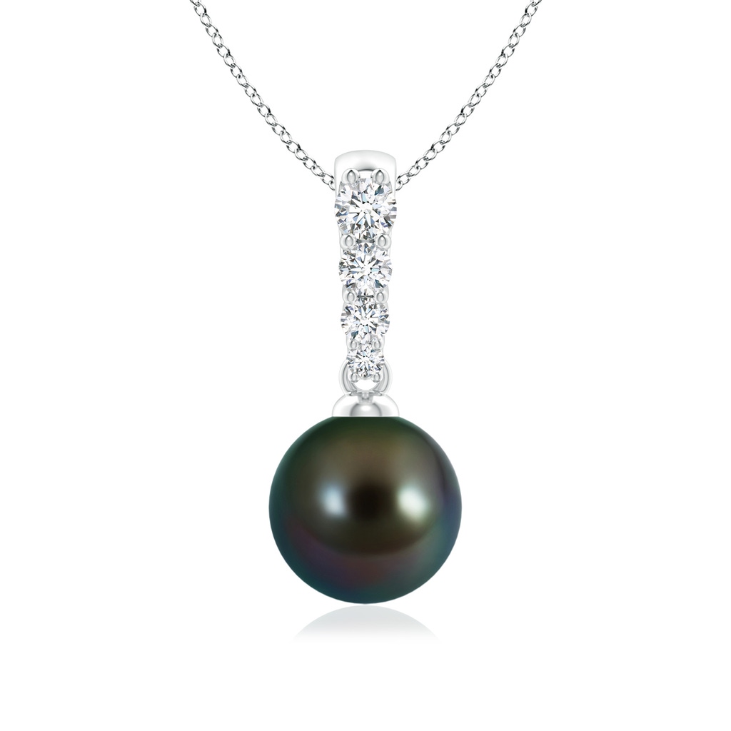 8mm AAAA Tahitian Pearl Solitaire Pendant with Diamonds in P950 Platinum