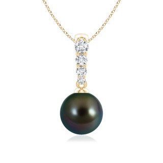 8mm AAAA Tahitian Pearl Solitaire Pendant with Diamonds in Yellow Gold